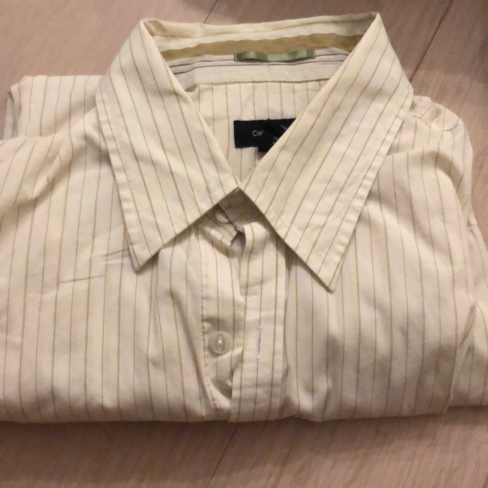 Calvin Klein Jeans Men’s Button Up Cream Stripe